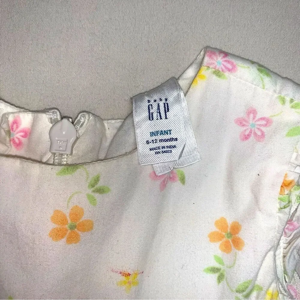 Baby GAP White Floral Fit & Flare Dress Girl 6-12 Months Spring Summer Sun Dress